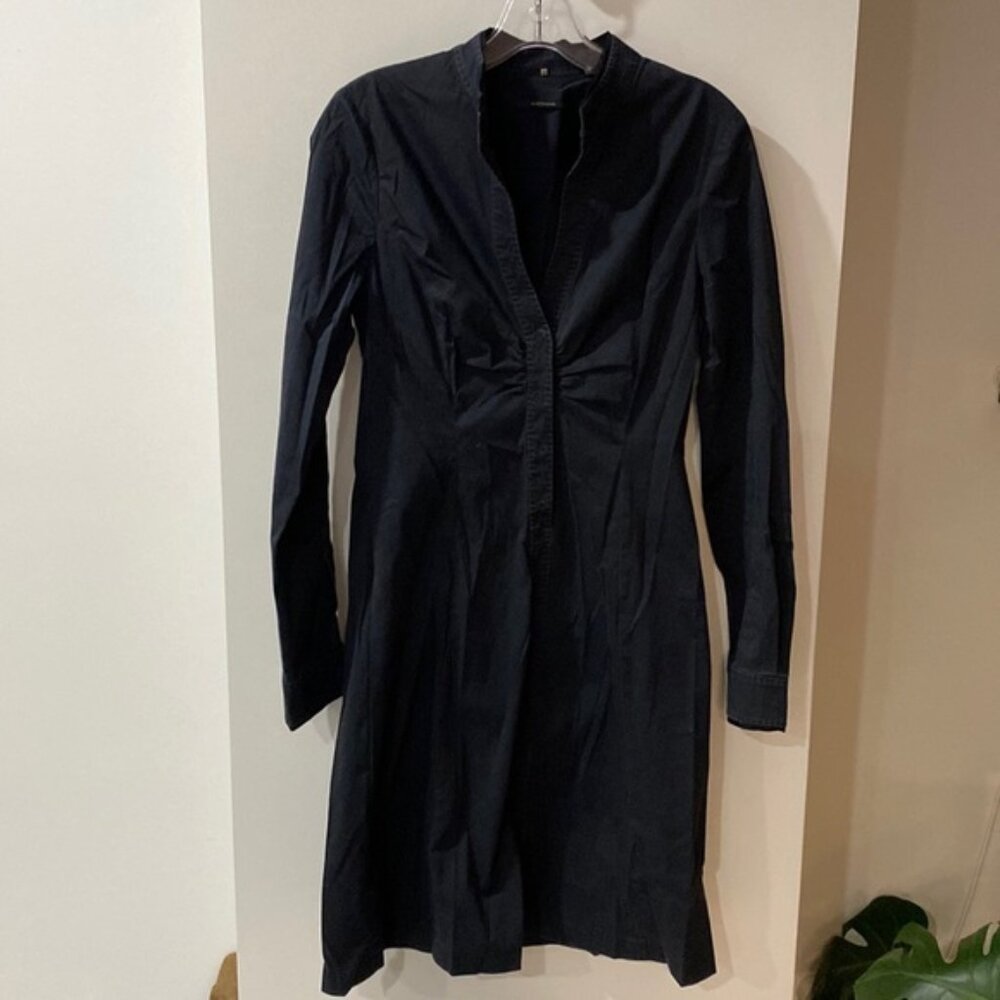 ELIE TAHARI navy stretch shirt dress long sleeve 6